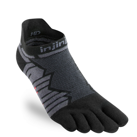 Injinji toe socks Ultra Run No-Show black front