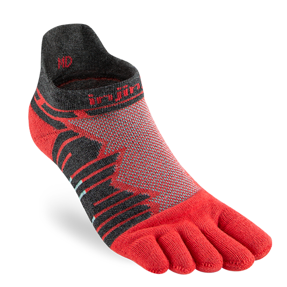 Injinji toe socks Ultra Run No-Show red lava front